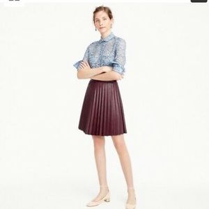 J crew burgundy pleated faux leather skirt 8